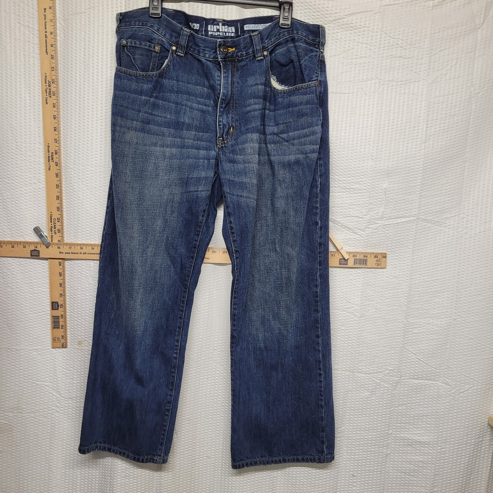 Urban Pipeline Relaxed Straight Leg Jeans Mens 38x30 Medium Wash Blue Denim